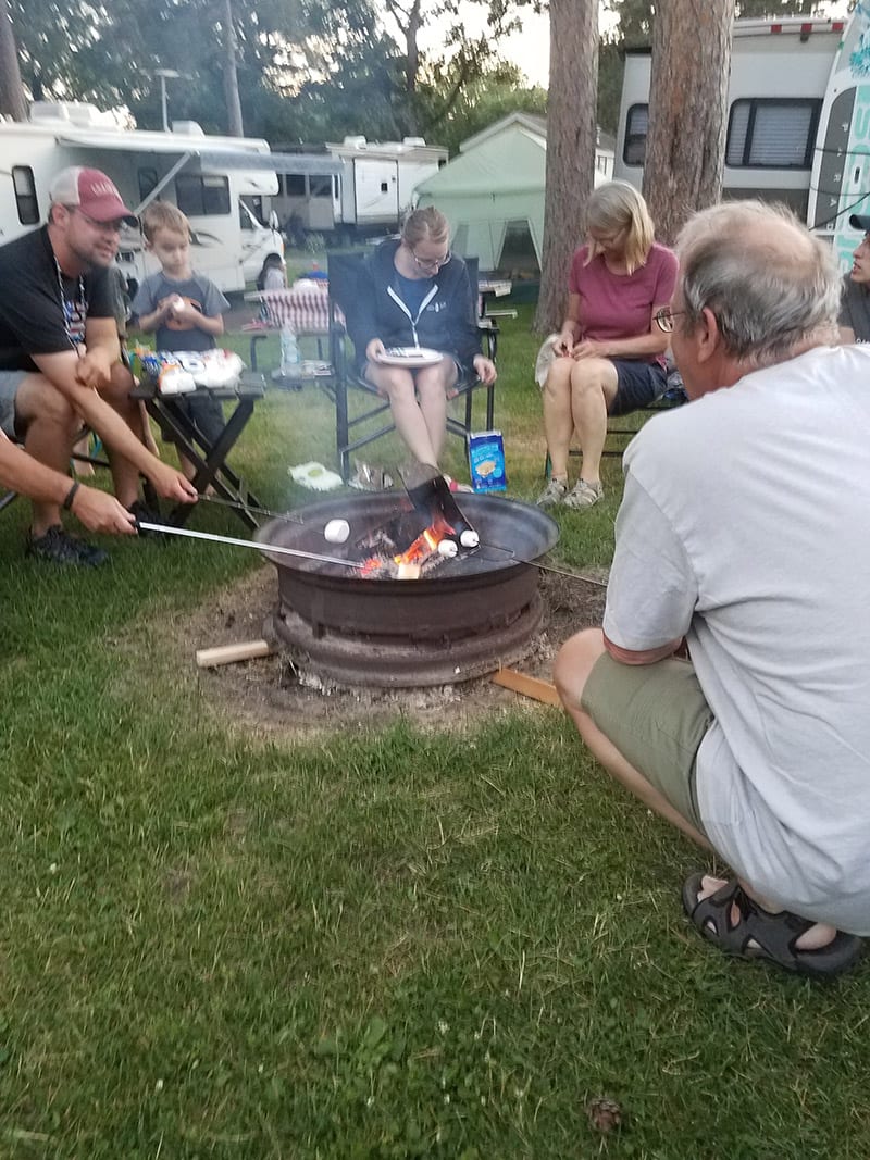 group around fire pit