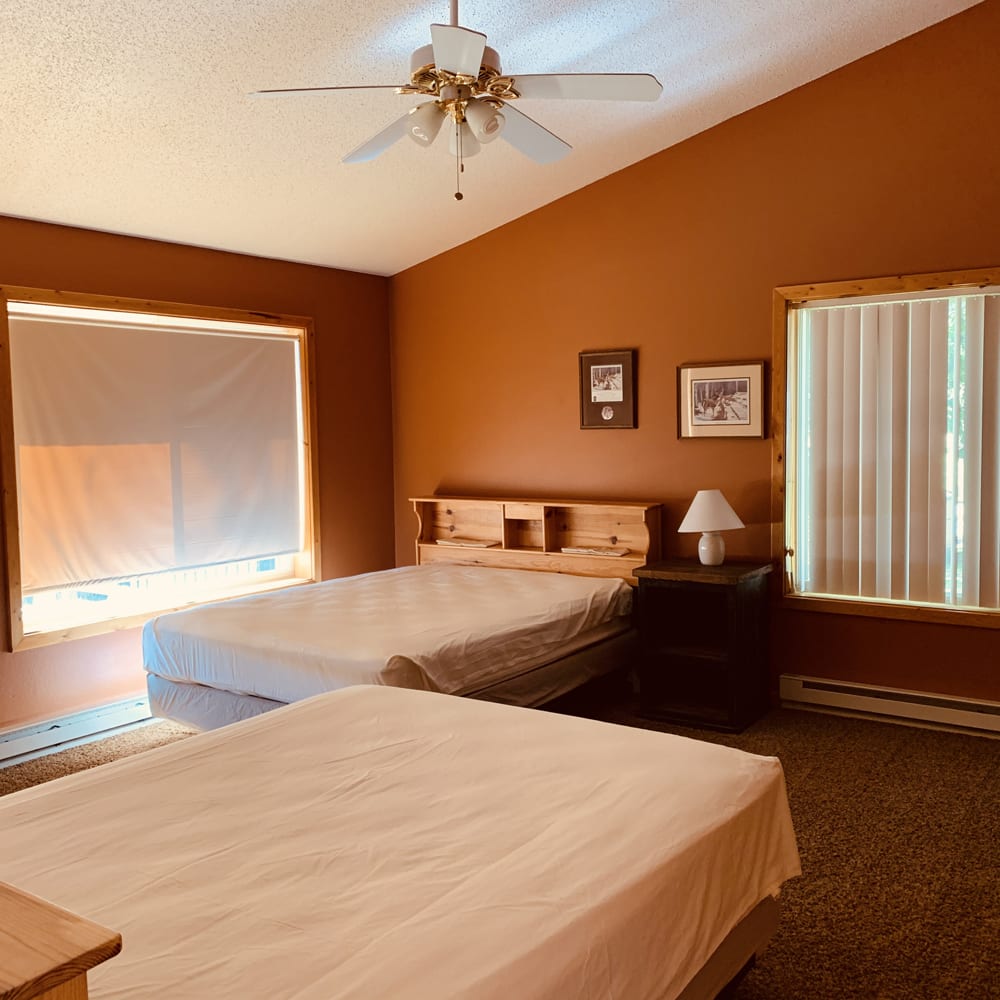 Spruce cabin master bedroom.