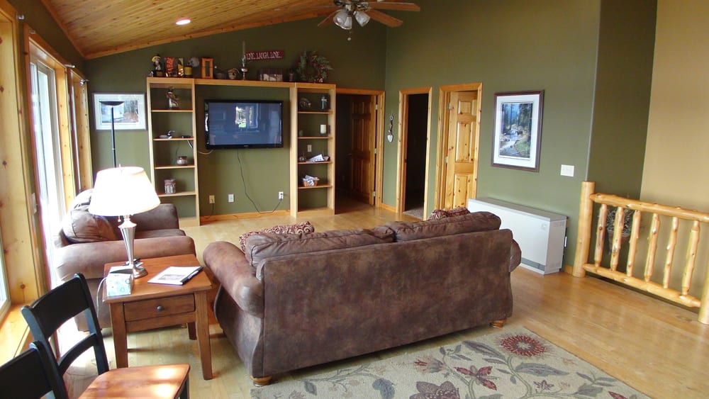 Spruce cabin living room.