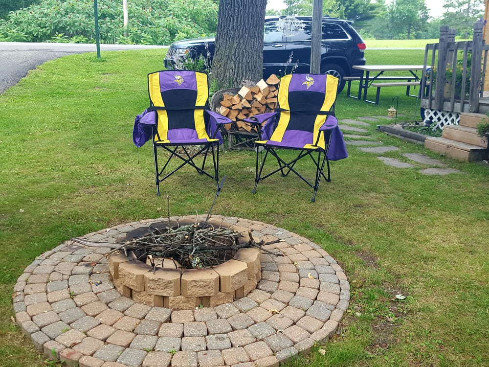 Firepit and Vikings lounge chairs